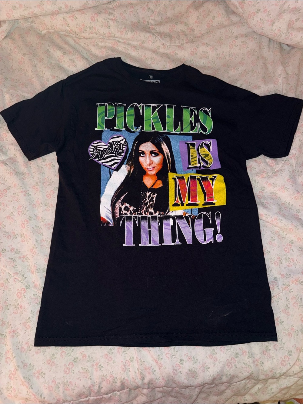 MTV Black Short-Sleeve Graphic Tee with Multicolor 'Pickles Is My Thing' Print